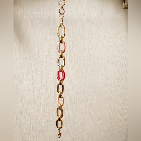 Gorjana Gold with Pink Thread Link Bracelet - Picture 2 of 2